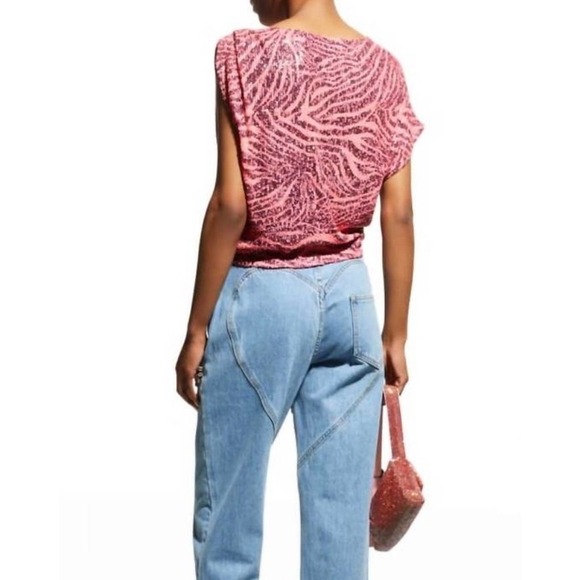 ITMFL‎ In The Mood For Love Biarritz Zebra Print Top in Neon Pink size Large NEW - Picture 2 of 9